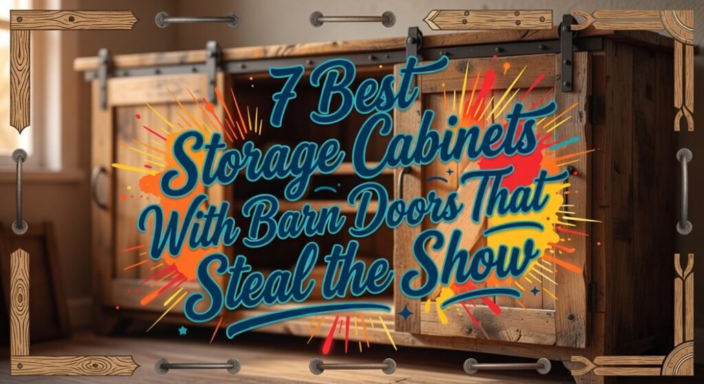 barn door storage cabinet showcase