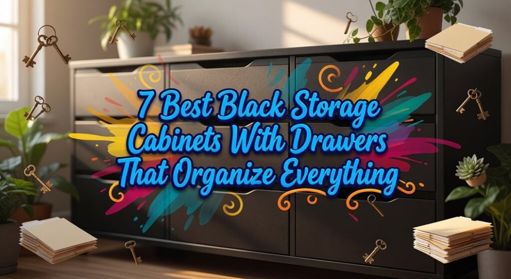 black storage cabinets with drawers