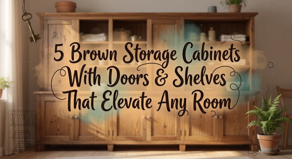 brown cabinets with shelves