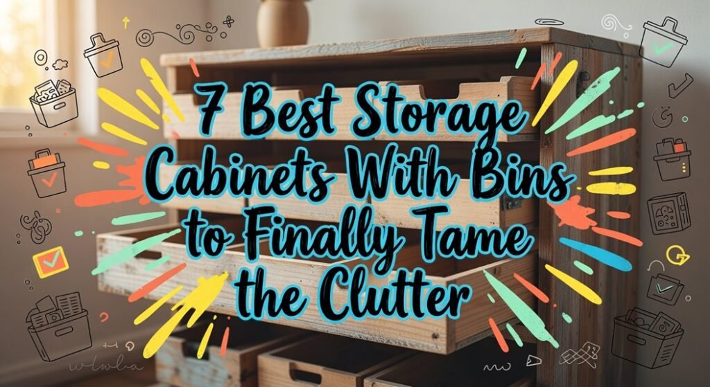 cabinets with bins organizing clutter