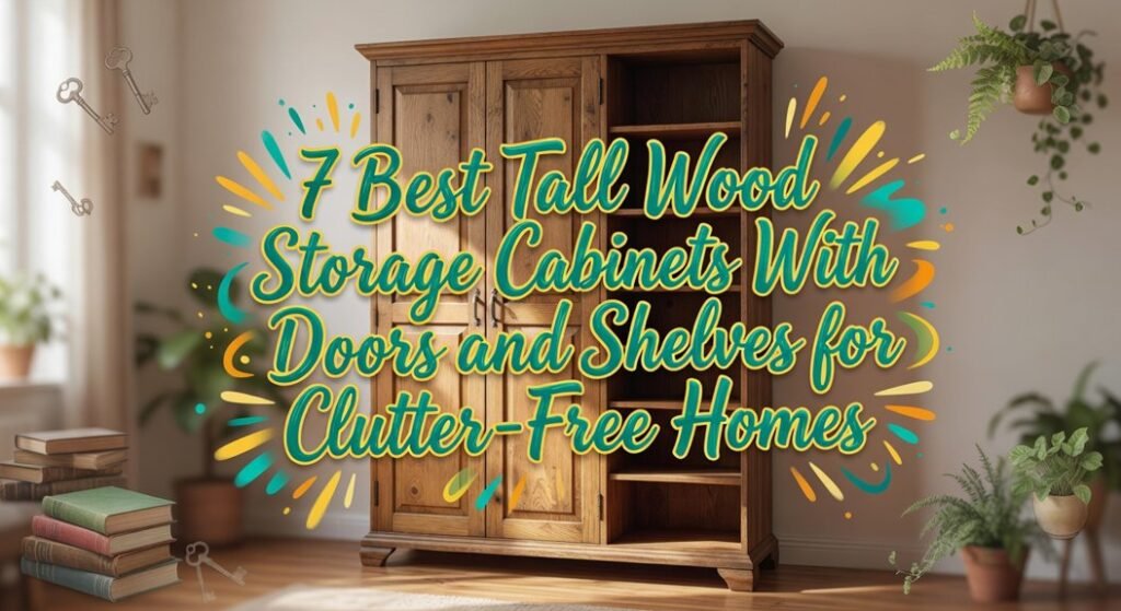 tall wood storage cabinets