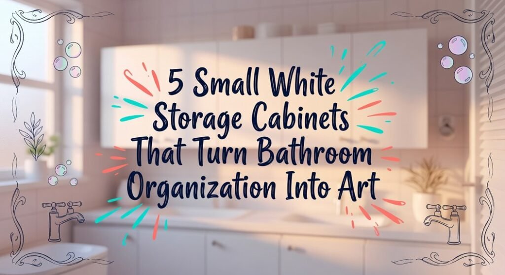 white bathroom organization art